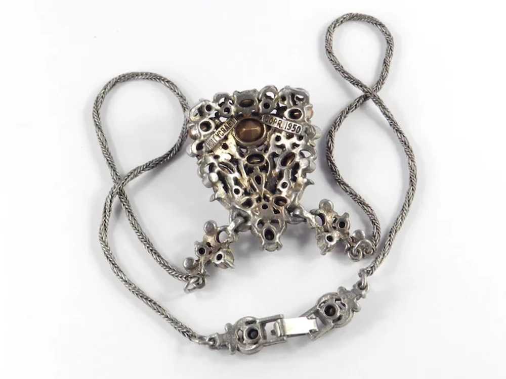Hollycraft Rhinestone Pendant Necklace Copr. 1950 - image 5