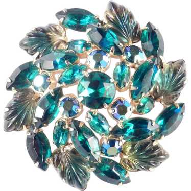 Large Domed Rhinestone Molded Glass Brooch Pin - image 1
