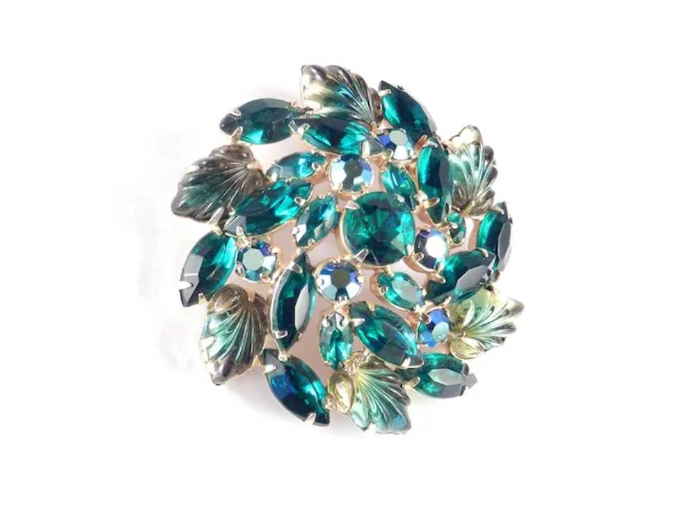 Large Domed Rhinestone Molded Glass Brooch Pin - image 2