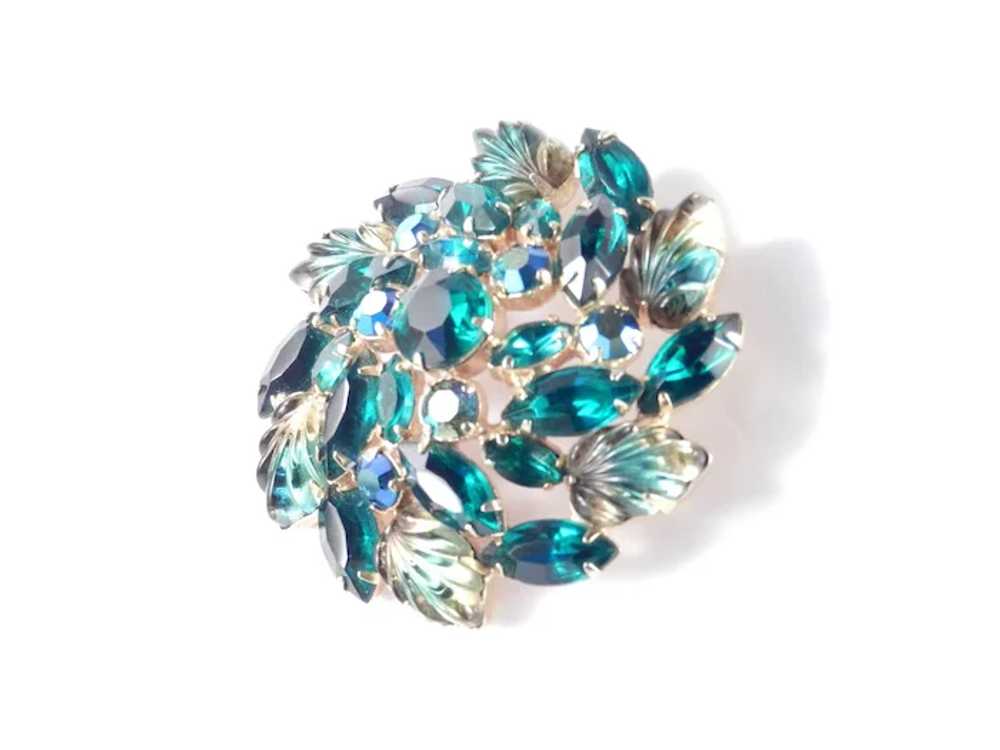 Large Domed Rhinestone Molded Glass Brooch Pin - image 3
