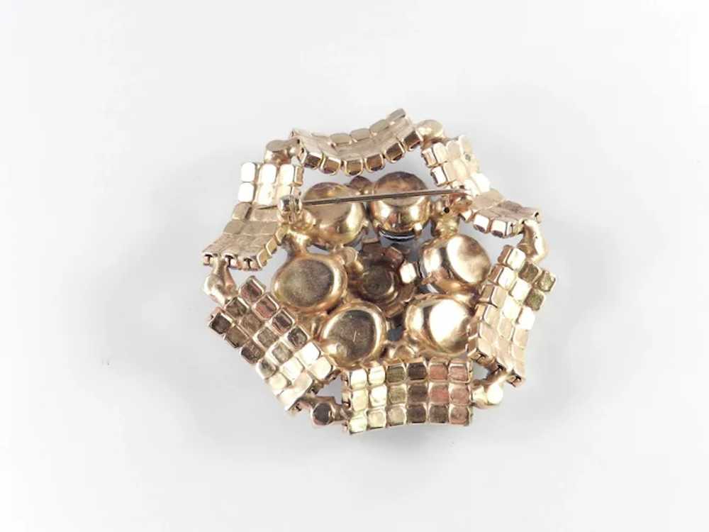 Rhinestone Ruffle Brooch Foiled Art Glass Cabocho… - image 4
