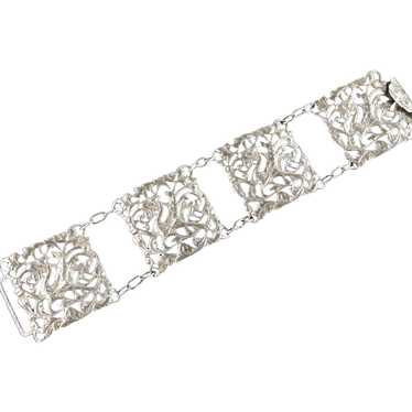 Guglielmo Cini Sterling Panel Link Bracelet Boston