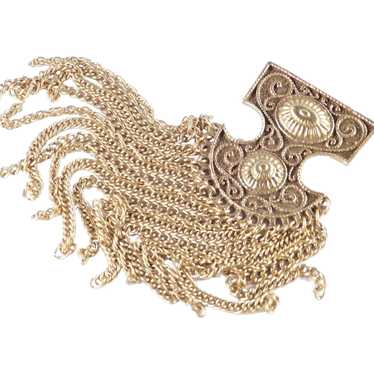 Goldette Etruscan Byzantine Revival Fringed Shiel… - image 1