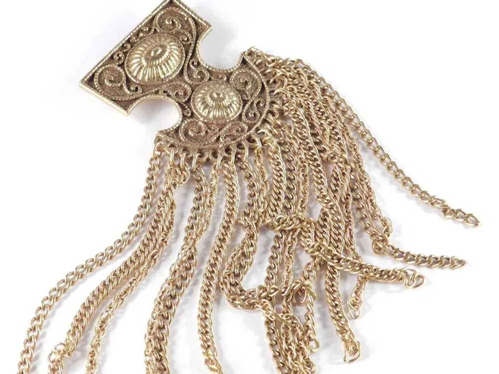 Goldette Etruscan Byzantine Revival Fringed Shiel… - image 3