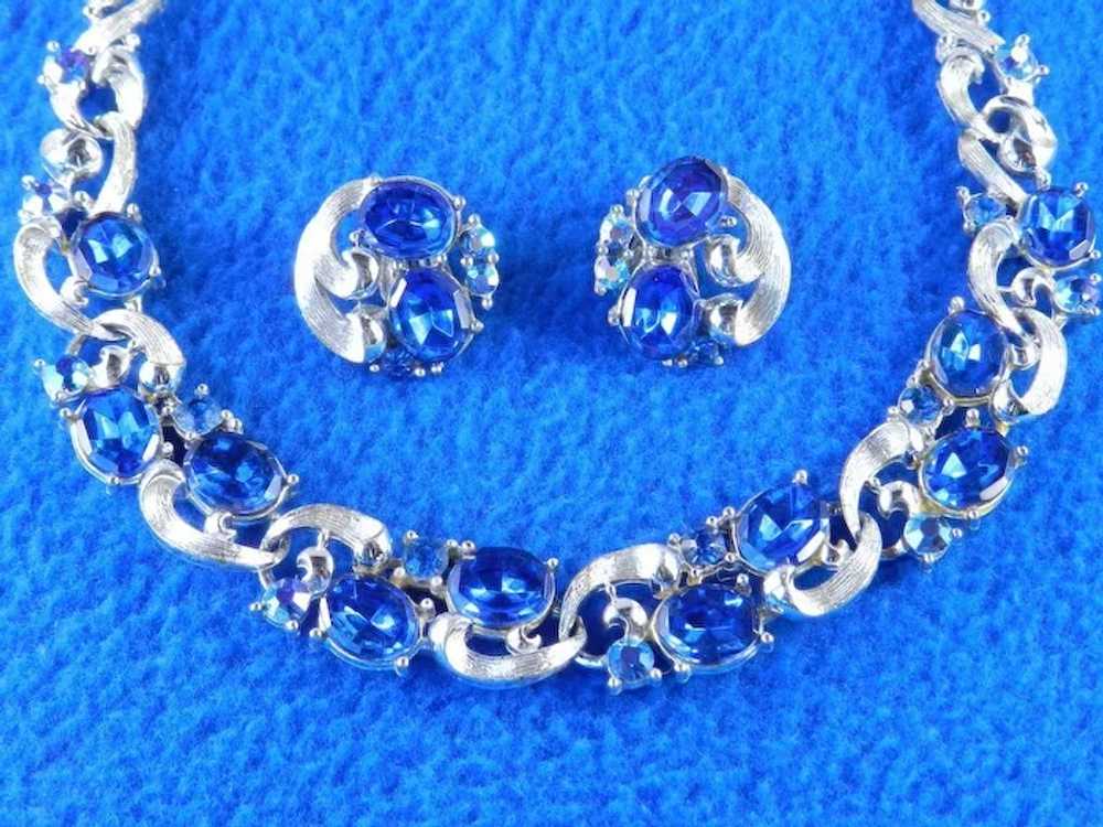 Lisner Rhinestone Necklace Earrings Demi Parure S… - image 1