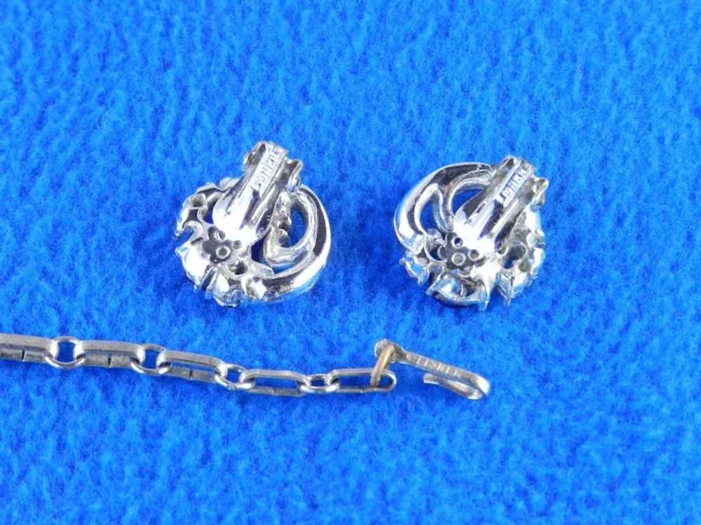 Lisner Rhinestone Necklace Earrings Demi Parure S… - image 7