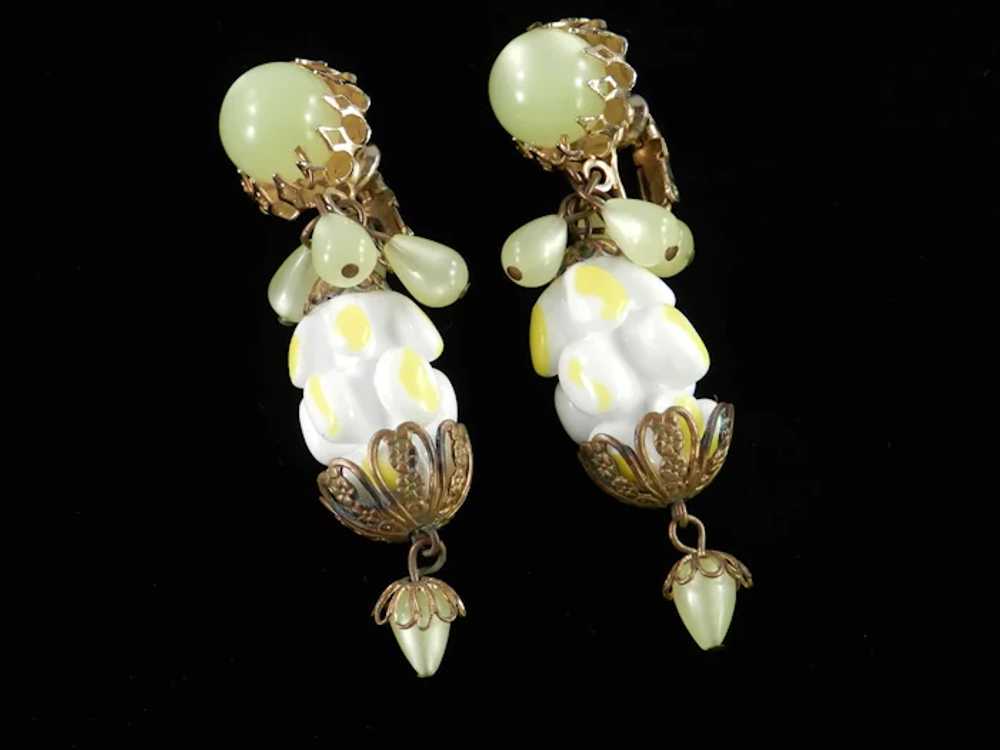 Moonglow Freeform Molded Glass Bead Dangle Earrin… - image 3