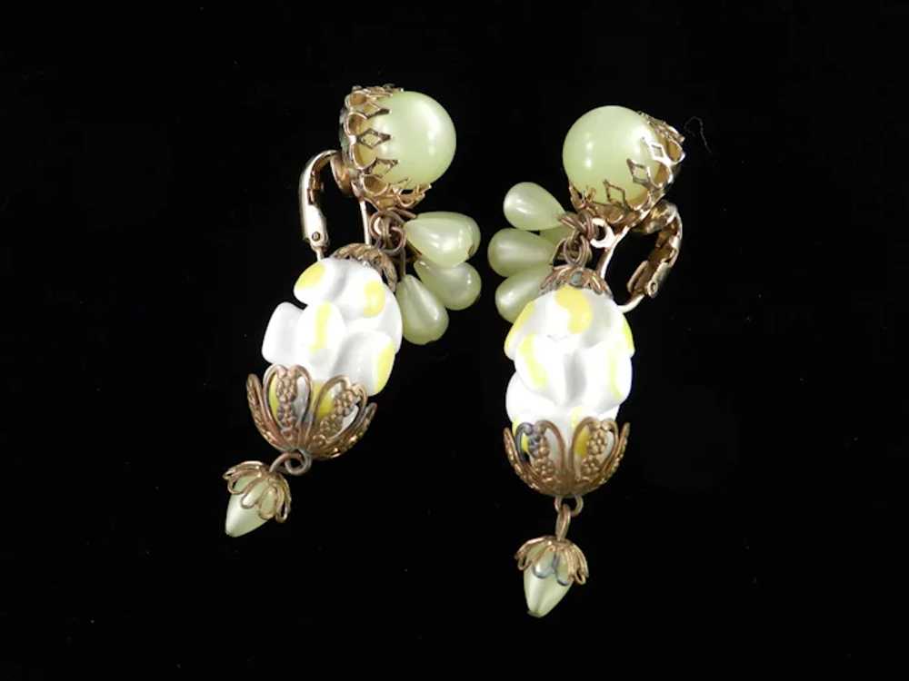 Moonglow Freeform Molded Glass Bead Dangle Earrin… - image 4