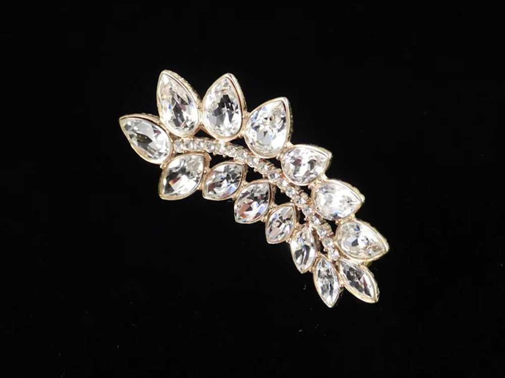 Monet Rhinestone Plume Leaf Feather Crescent Broo… - image 5