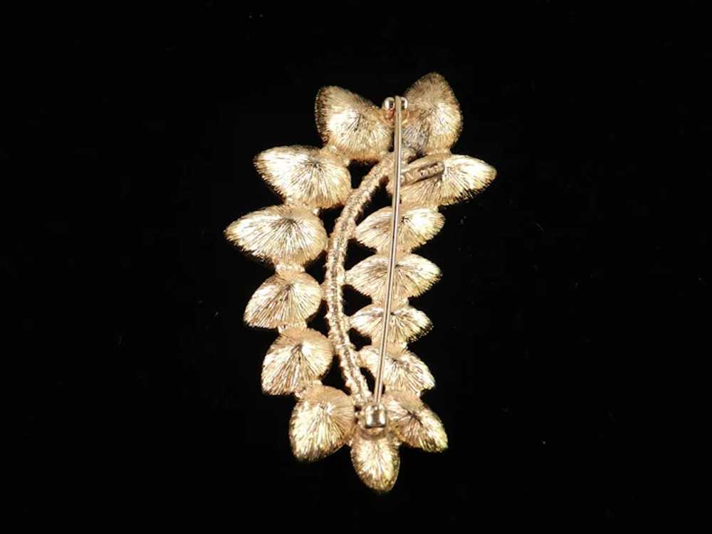 Monet Rhinestone Plume Leaf Feather Crescent Broo… - image 6