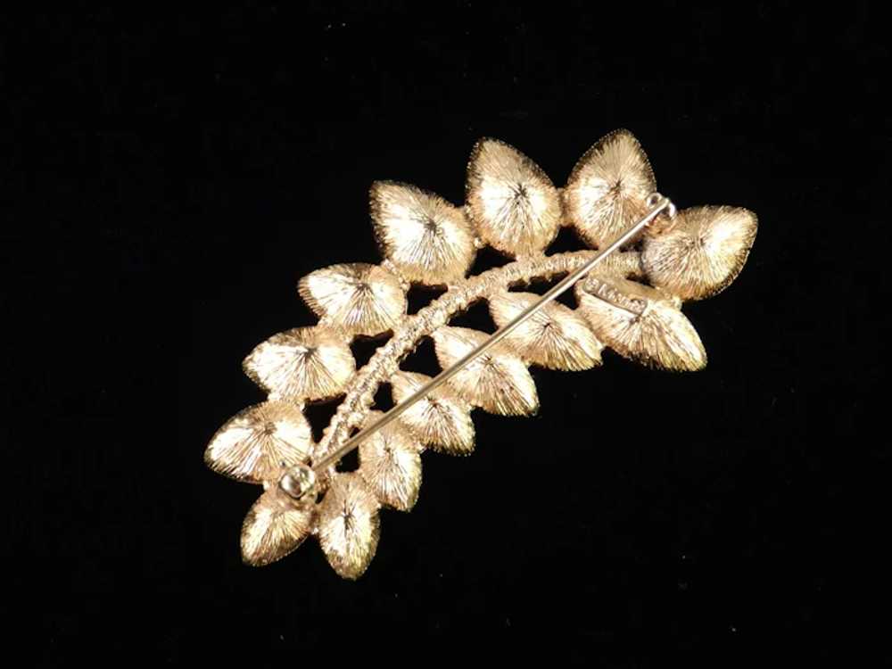 Monet Rhinestone Plume Leaf Feather Crescent Broo… - image 7