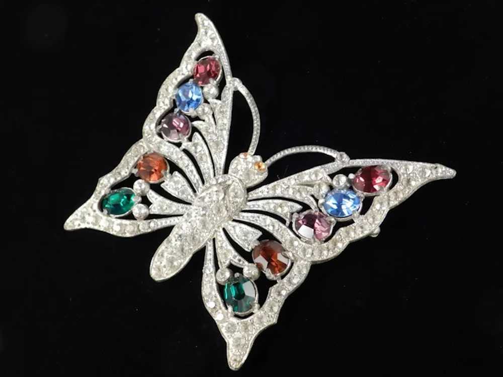 Art Deco Era Large Rhinestone Butterfly Brooch Pi… - image 2