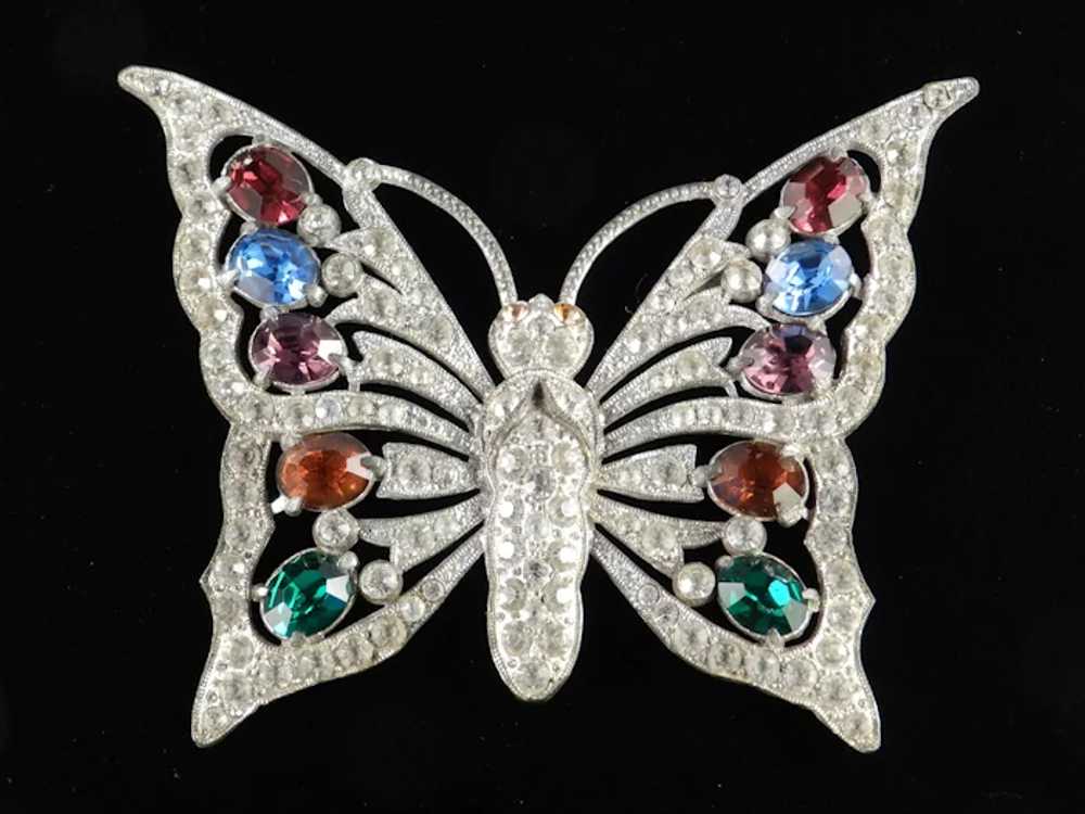 Art Deco Era Large Rhinestone Butterfly Brooch Pi… - image 3