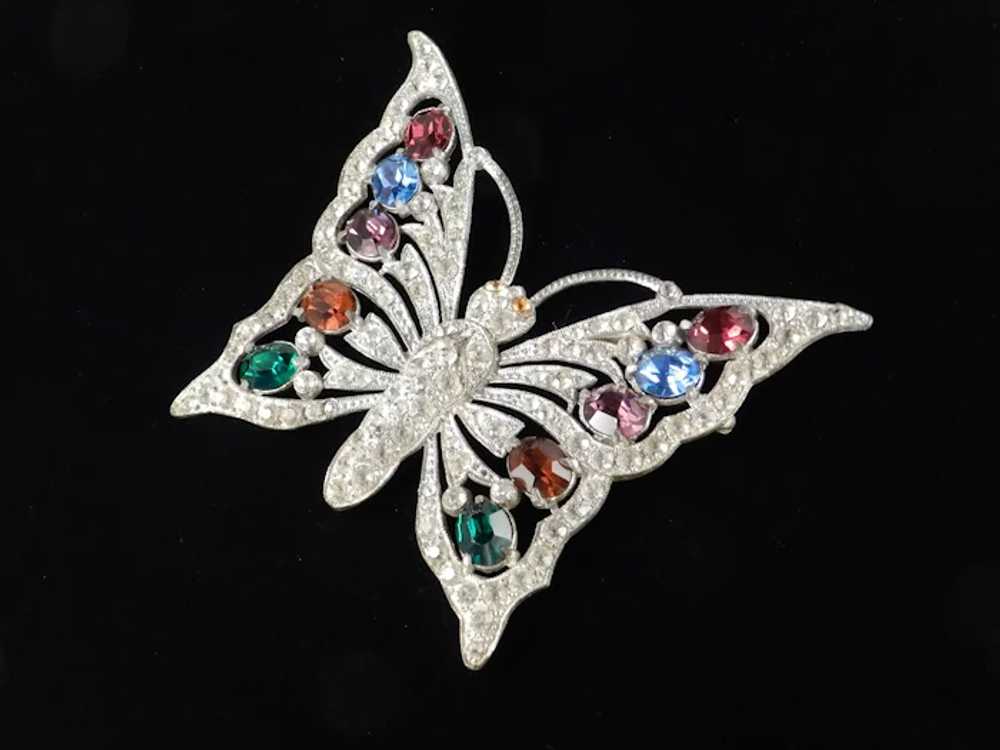 Art Deco Era Large Rhinestone Butterfly Brooch Pi… - image 4