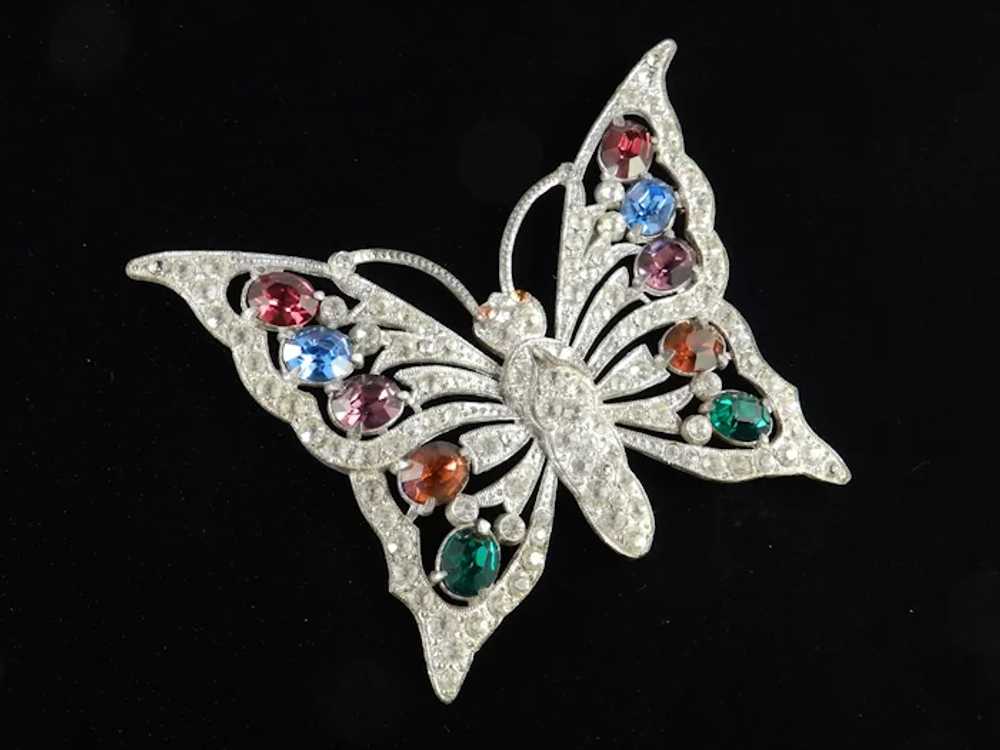 Art Deco Era Large Rhinestone Butterfly Brooch Pi… - image 5