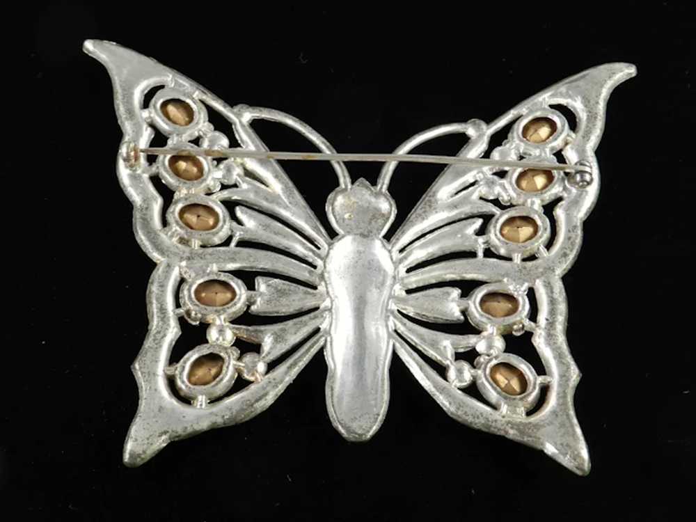 Art Deco Era Large Rhinestone Butterfly Brooch Pi… - image 6