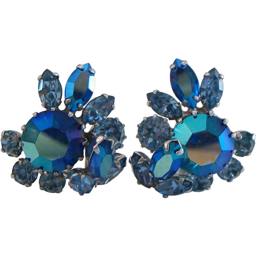 SHERMAN - Aurora Borealis & Blue Crystal Ear Clip… - image 1