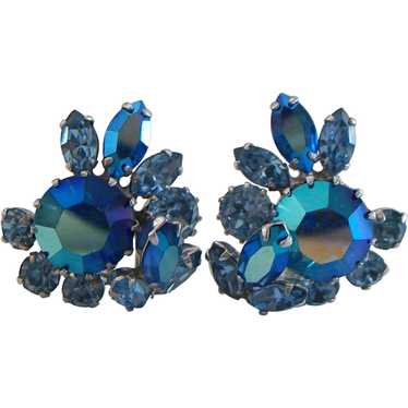 SHERMAN - Aurora Borealis & Blue Crystal Ear Clip… - image 1