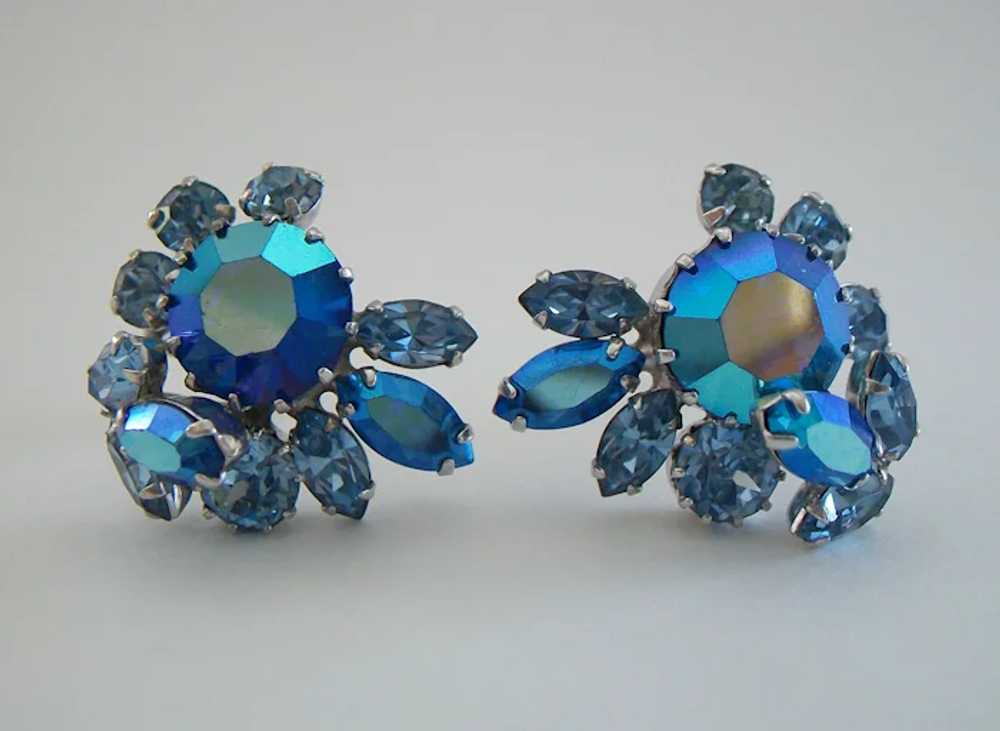 SHERMAN - Aurora Borealis & Blue Crystal Ear Clip… - image 2