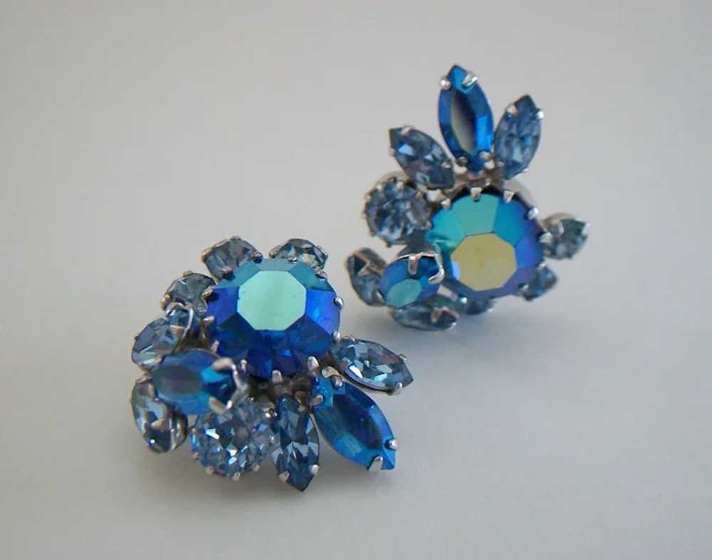 SHERMAN - Aurora Borealis & Blue Crystal Ear Clip… - image 3