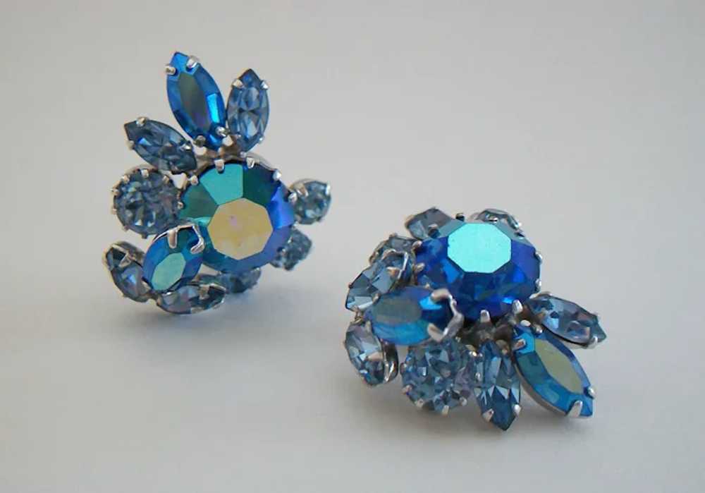 SHERMAN - Aurora Borealis & Blue Crystal Ear Clip… - image 4