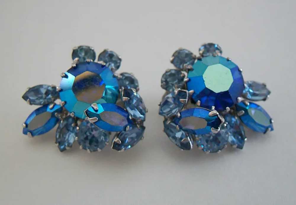 SHERMAN - Aurora Borealis & Blue Crystal Ear Clip… - image 5