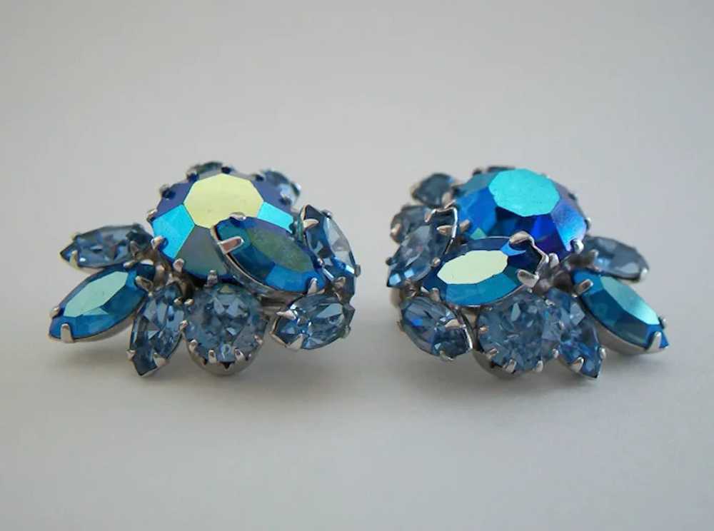 SHERMAN - Aurora Borealis & Blue Crystal Ear Clip… - image 6