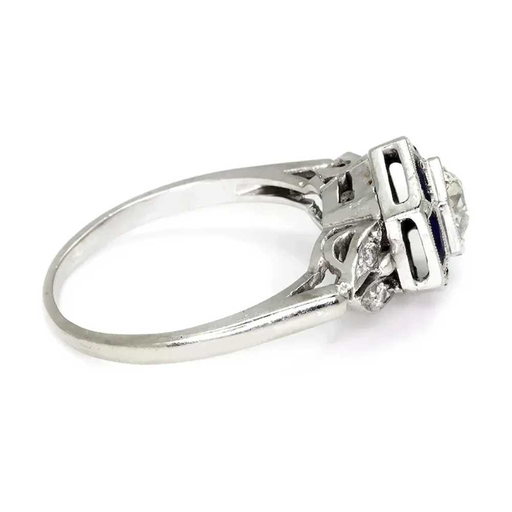 Old Mine Cut Diamond Hexagon Sapphire Halo Ring W… - image 5