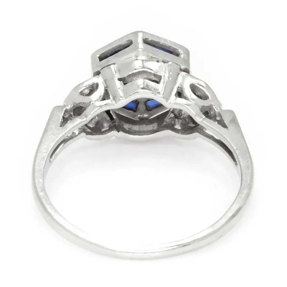 Old Mine Cut Diamond Hexagon Sapphire Halo Ring W… - image 6