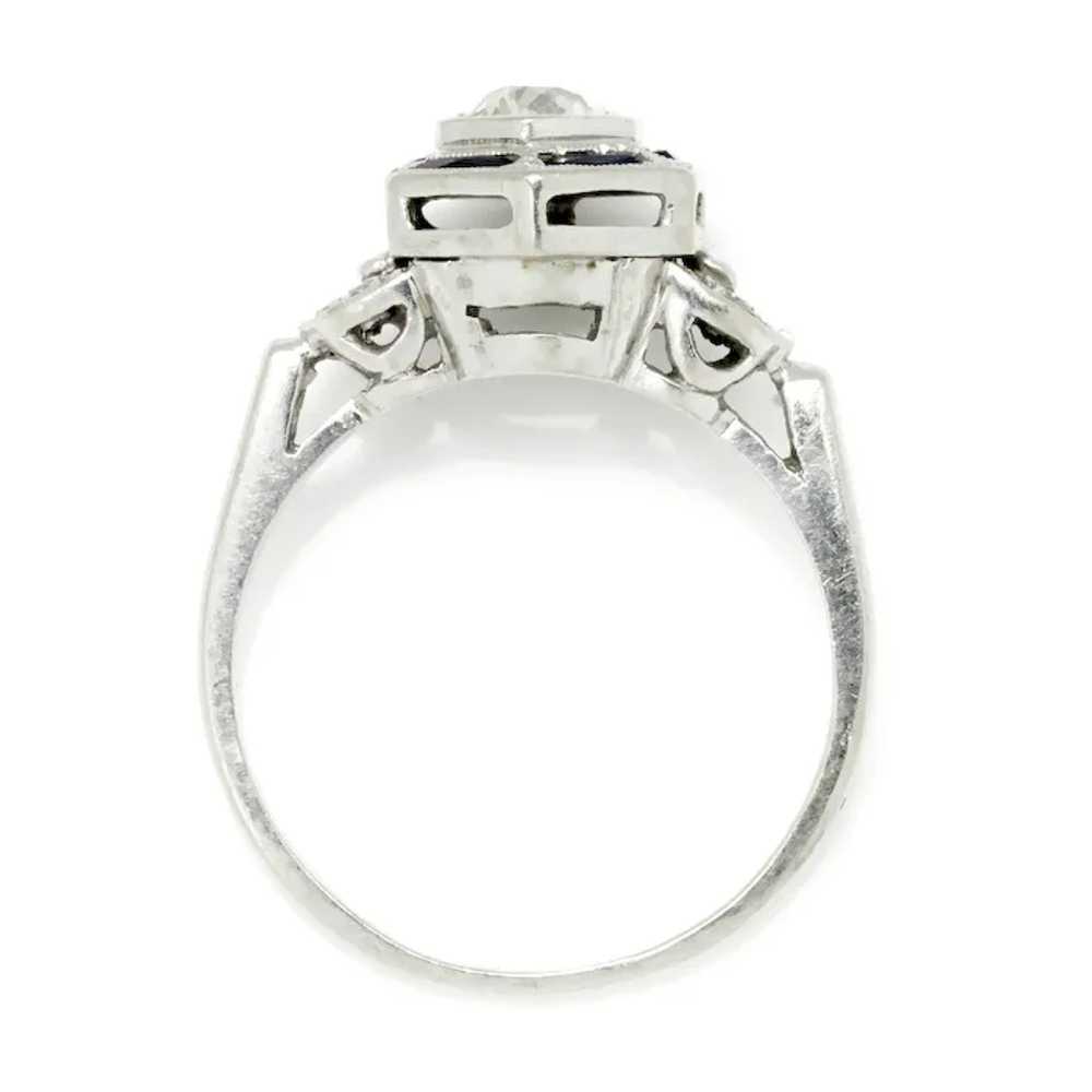 Old Mine Cut Diamond Hexagon Sapphire Halo Ring W… - image 7