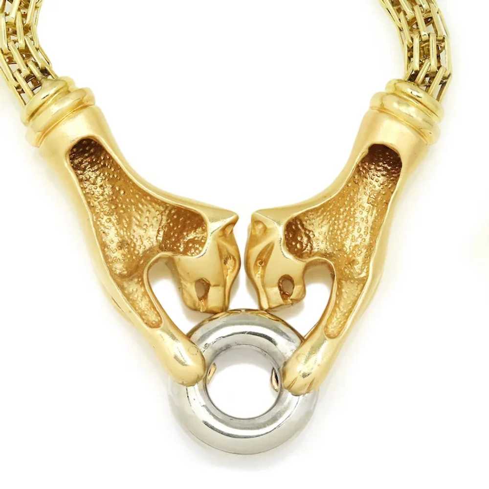 Double Panther Clasping Diamond O-Ring Necklace T… - image 10