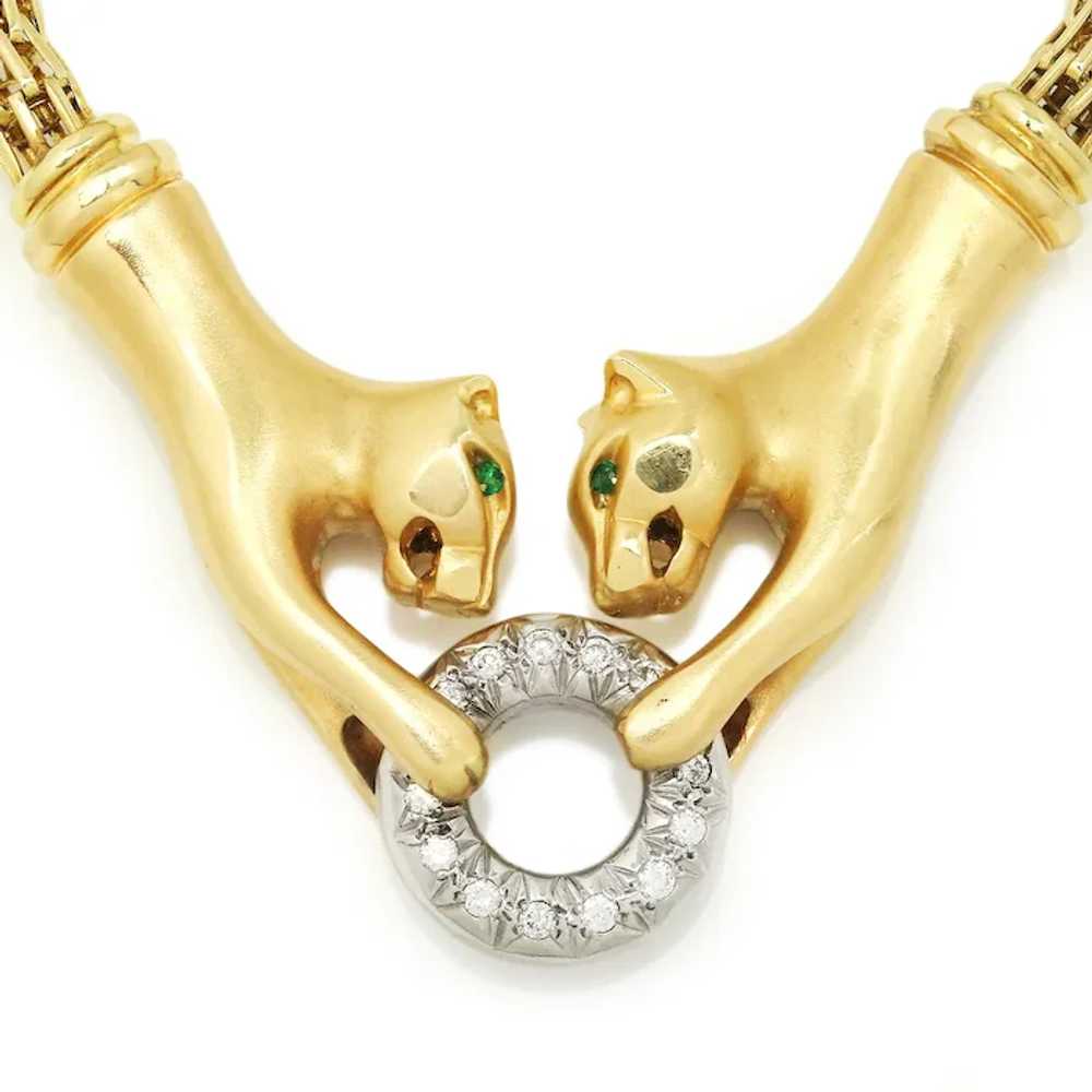 Double Panther Clasping Diamond O-Ring Necklace T… - image 9