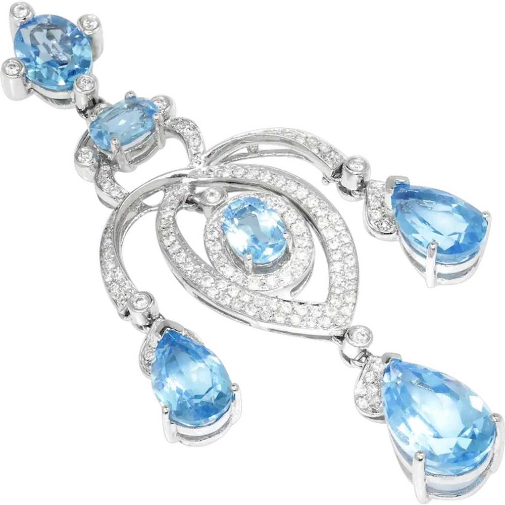 Swiss Blue Topaz Chandelier Pendant with Diamonds… - image 1
