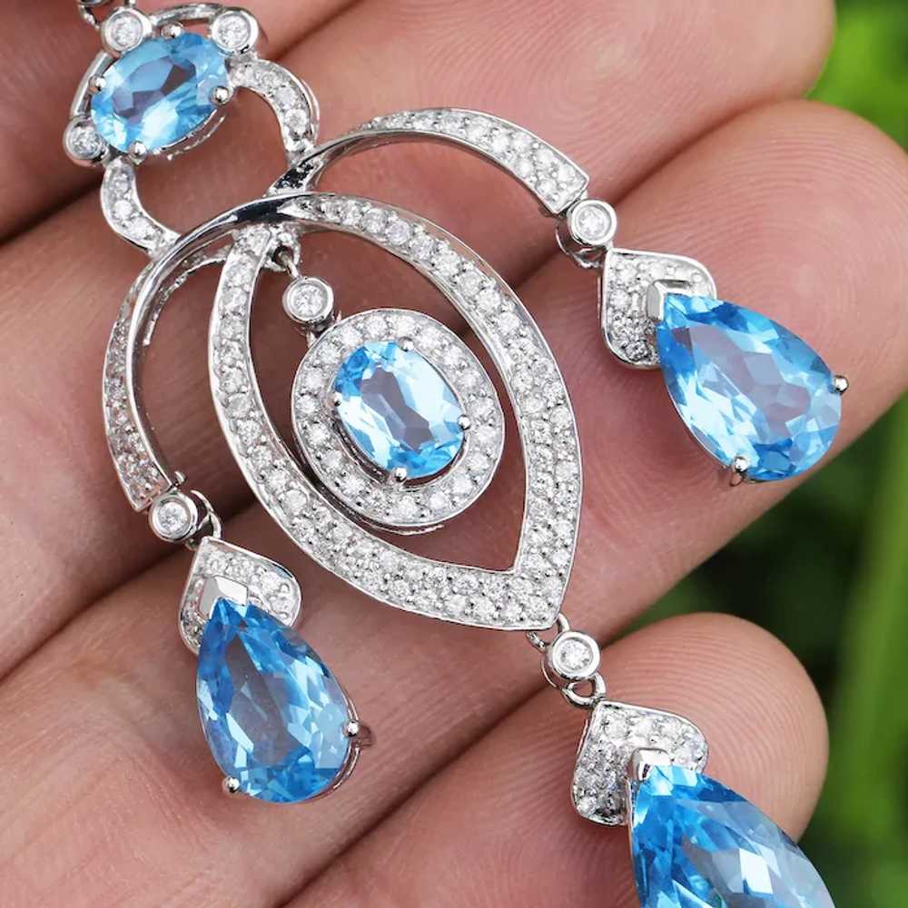 Swiss Blue Topaz Chandelier Pendant with Diamonds… - image 4