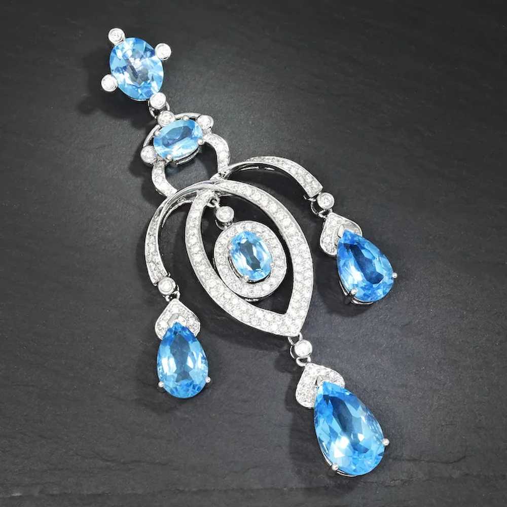 Swiss Blue Topaz Chandelier Pendant with Diamonds… - image 6