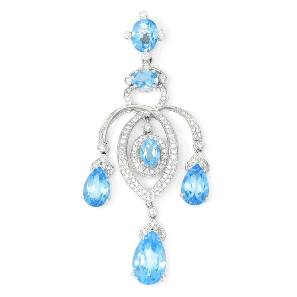 Swiss Blue Topaz Chandelier Pendant with Diamonds… - image 7