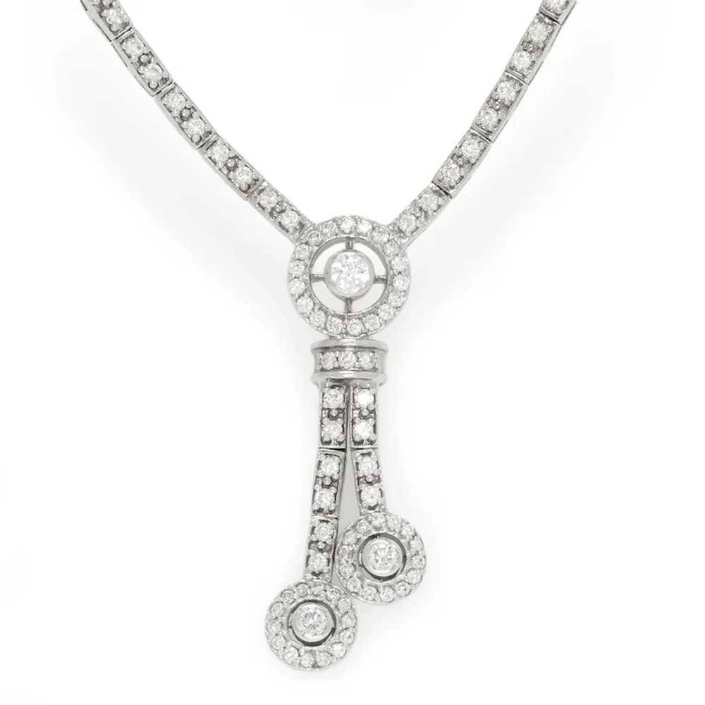 Round Diamond Split Pendant Necklace 18K White Go… - image 3