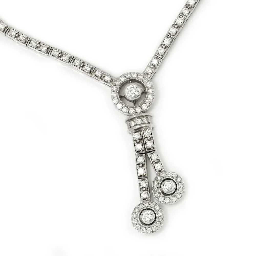 Round Diamond Split Pendant Necklace 18K White Go… - image 4