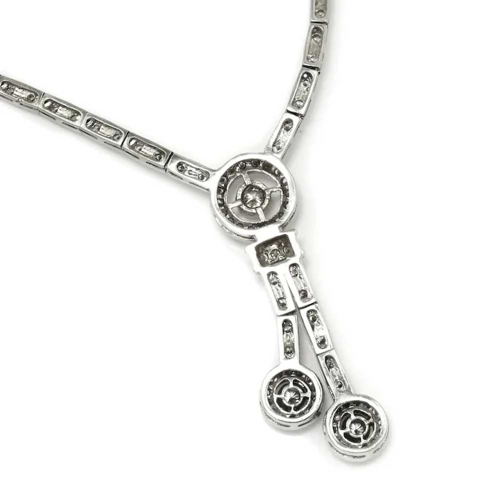 Round Diamond Split Pendant Necklace 18K White Go… - image 5