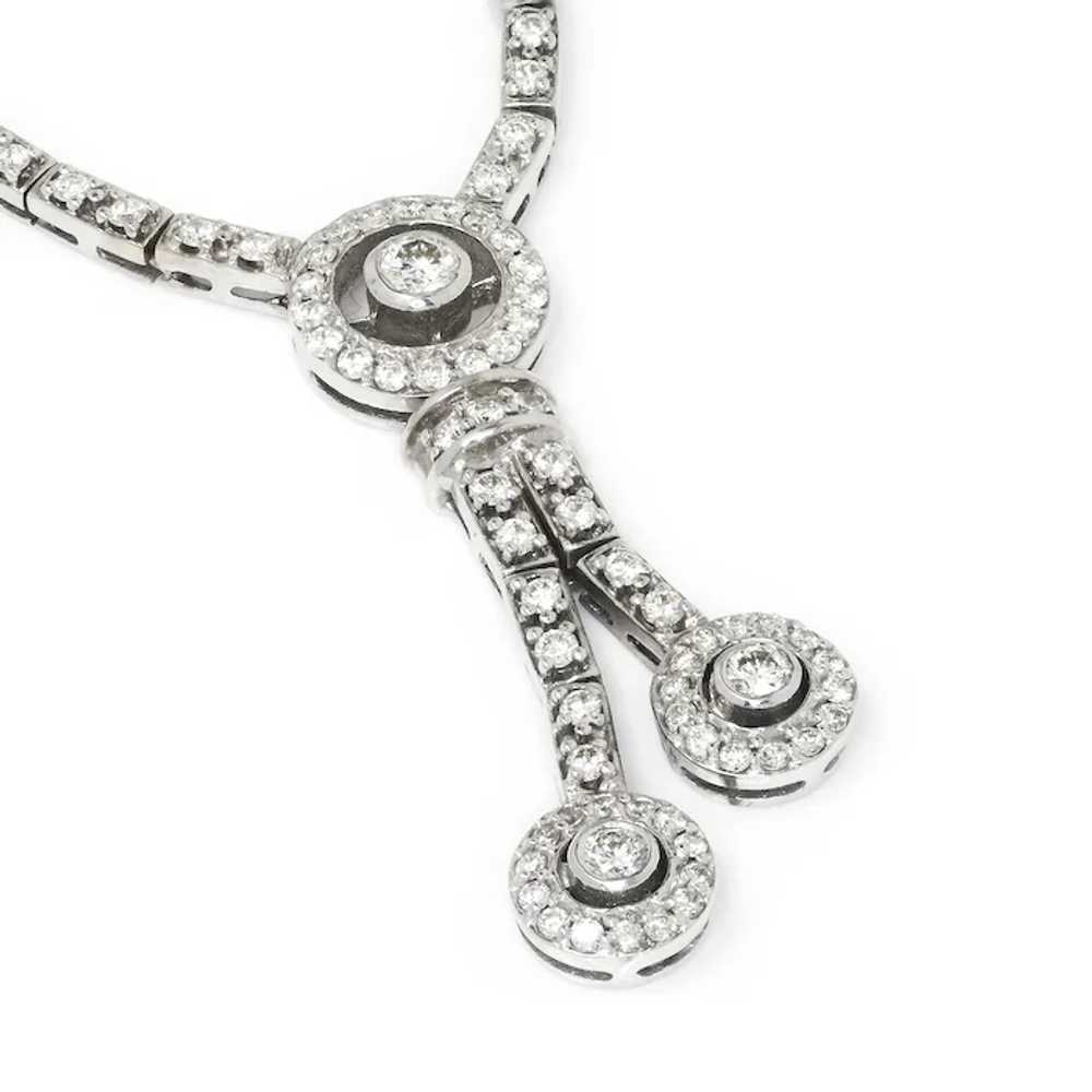 Round Diamond Split Pendant Necklace 18K White Go… - image 6
