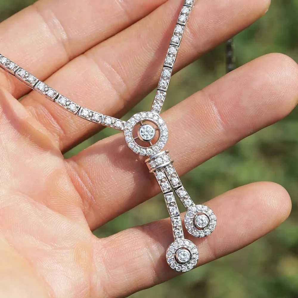 Round Diamond Split Pendant Necklace 18K White Go… - image 8