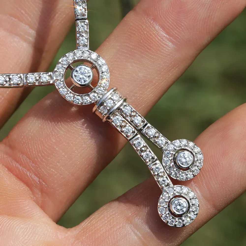 Round Diamond Split Pendant Necklace 18K White Go… - image 9