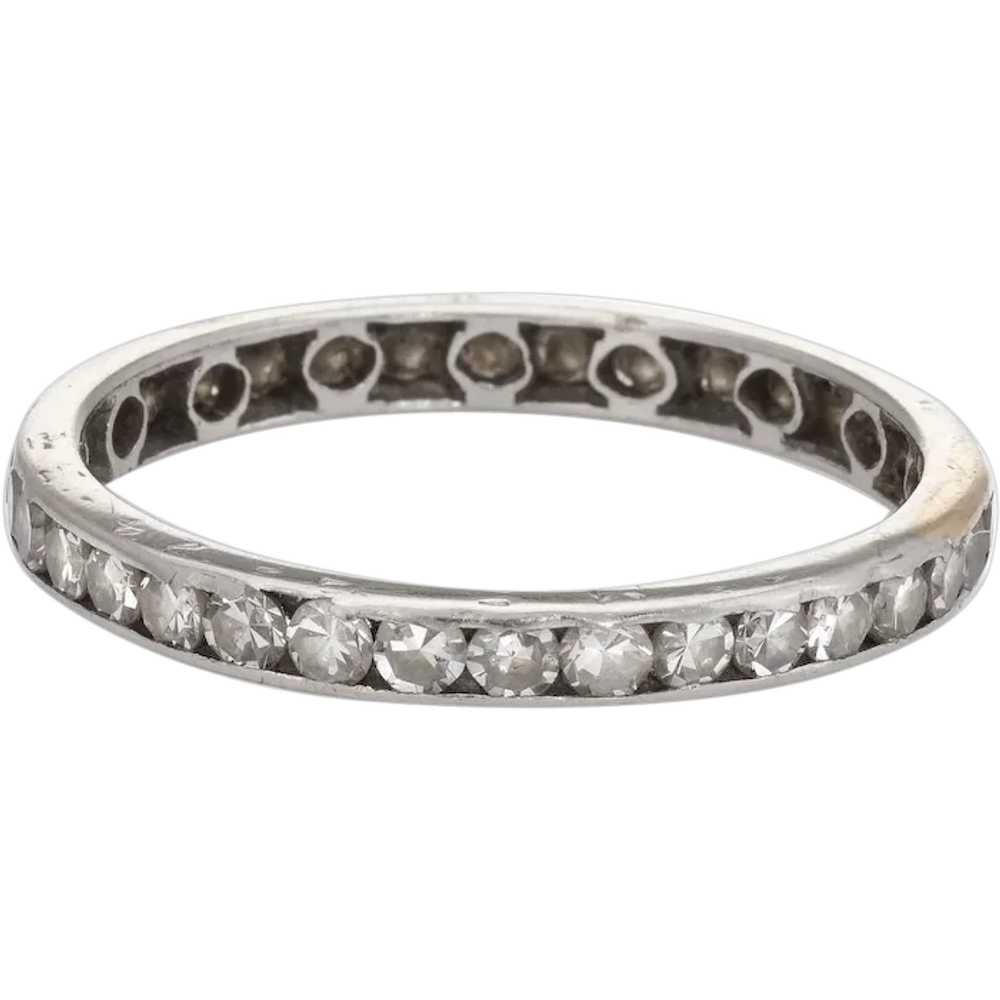 Vintage Art Deco Sz 6 Diamond Eternity Ring Plati… - image 1
