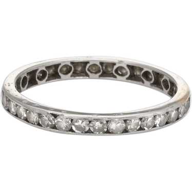 Vintage Art Deco Sz 6 Diamond Eternity Ring Plati… - image 1