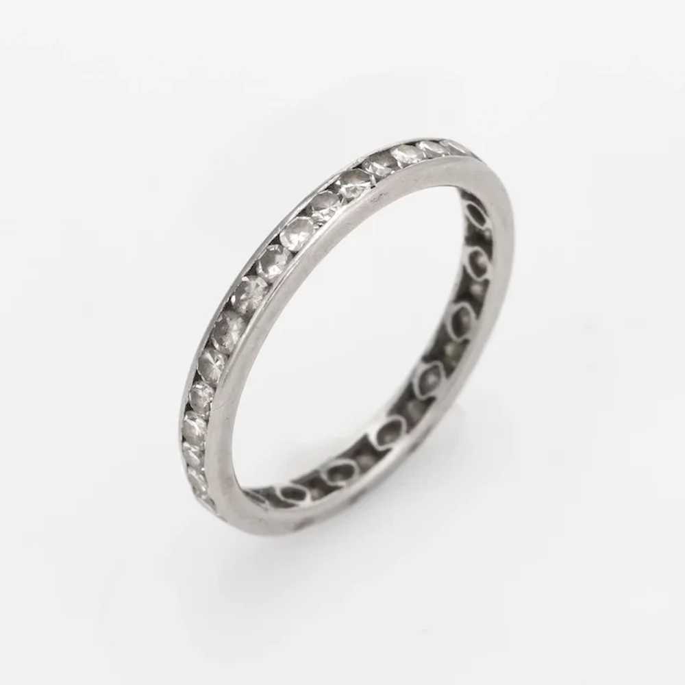 Vintage Art Deco Sz 6 Diamond Eternity Ring Plati… - image 2