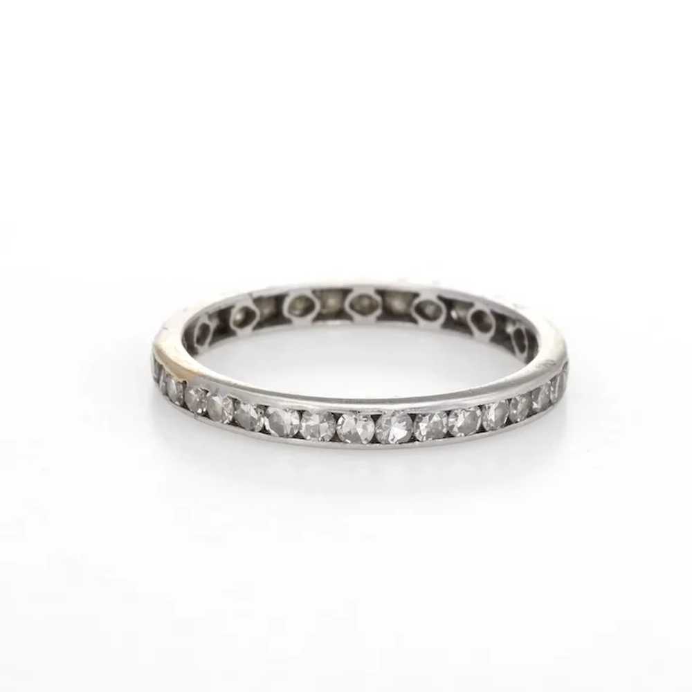 Vintage Art Deco Sz 6 Diamond Eternity Ring Plati… - image 3