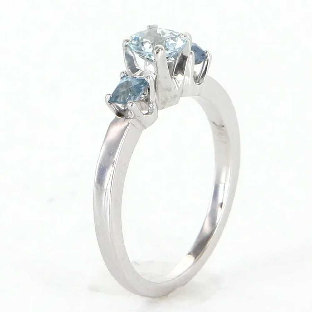 Vintage 14 Karat White Gold Blue Topaz Three Ston… - image 5