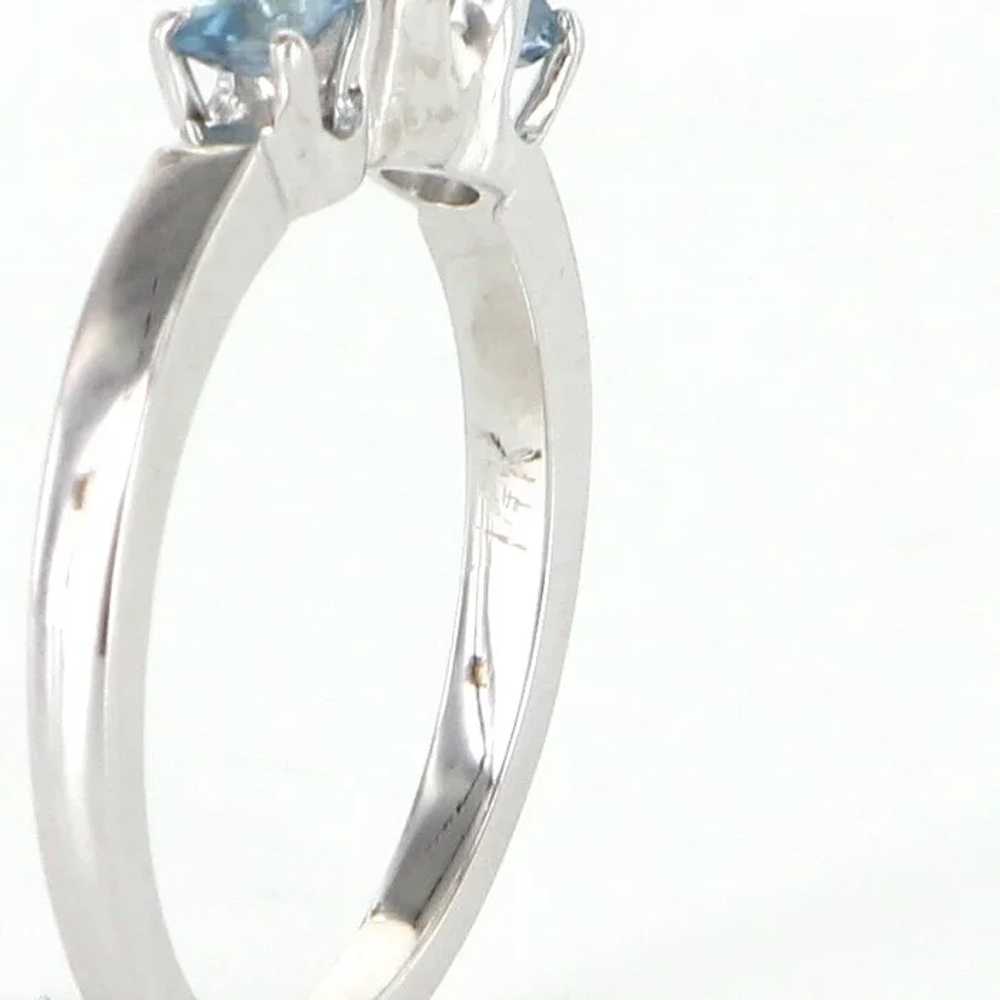 Vintage 14 Karat White Gold Blue Topaz Three Ston… - image 7