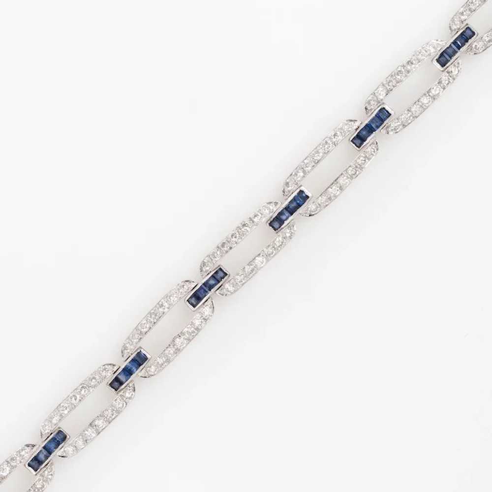 Diamond Sapphire Link Bracelet Vintage 18 Karat W… - image 3