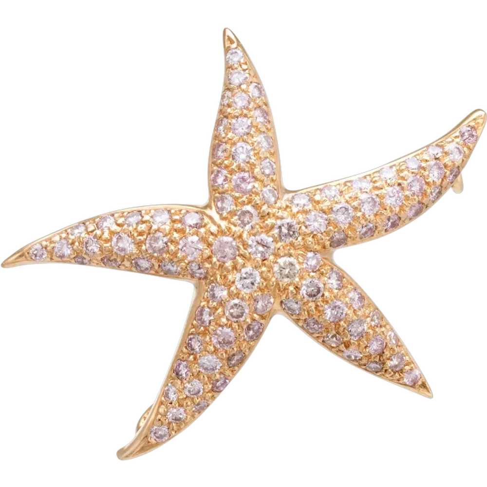 1.80ct Pink Diamond Starfish Pendant Brooch Estat… - image 1